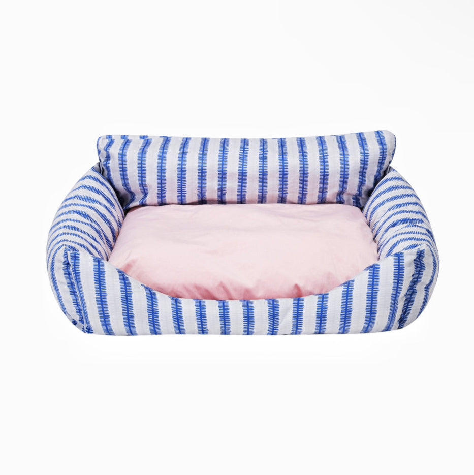 Blue & Pink Dutch Velvet Pet Sofa Bed - PAWIPALI