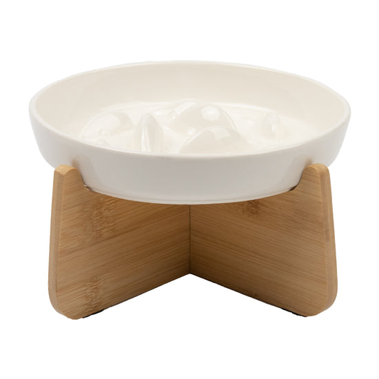 PAWIPALI Mint Green Slow Feeder Cat Bowl Ceramic with Stand - PAWIPALI