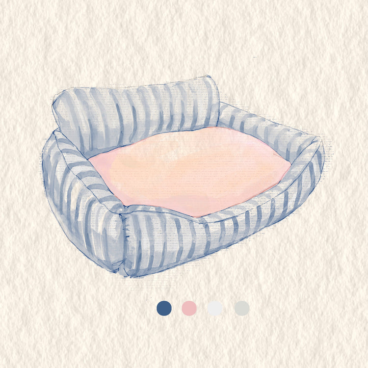 Blue & Pink Dutch Velvet Pet Sofa Bed - PAWIPALI